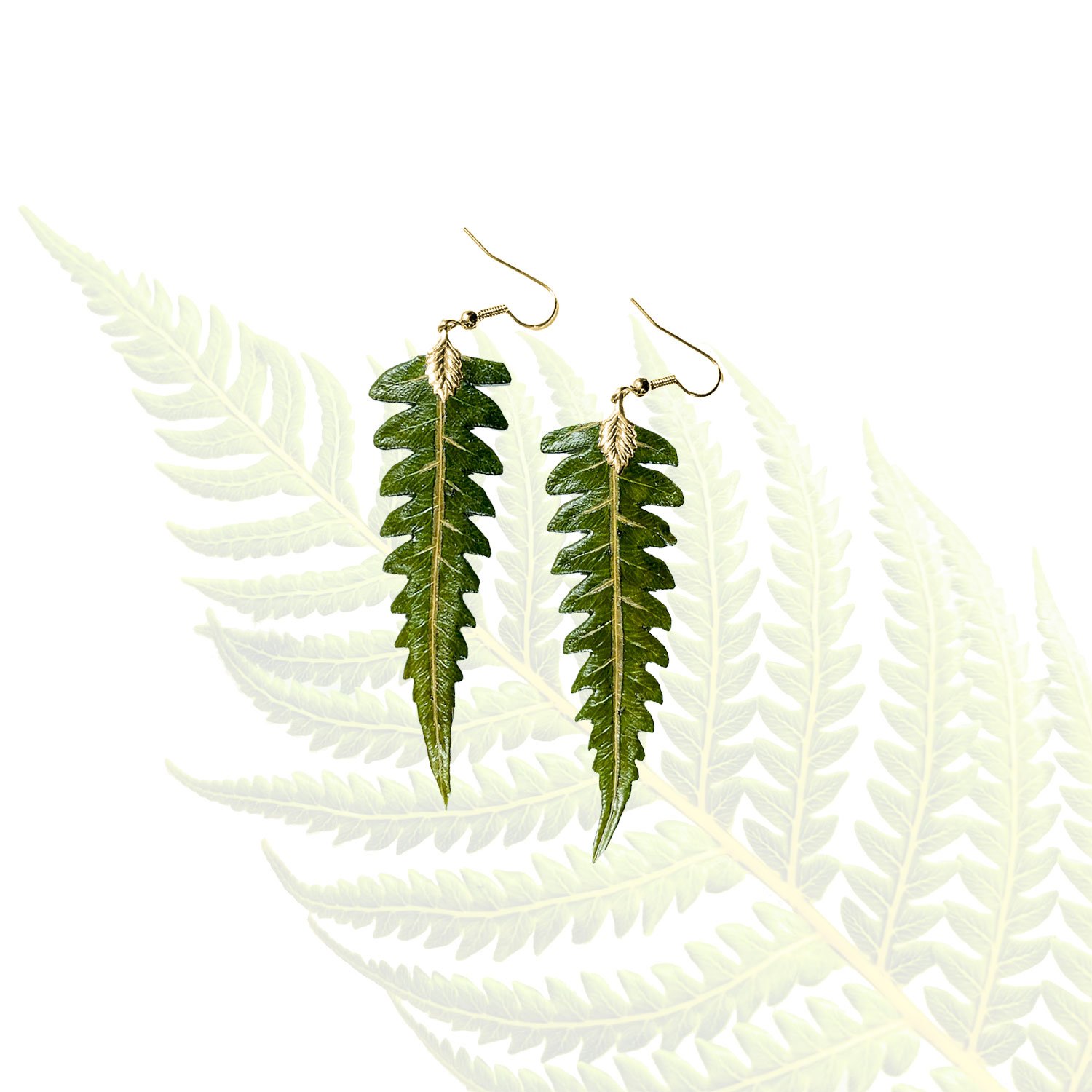 Hāpuʻu Fern Earrings - Gold, Medium