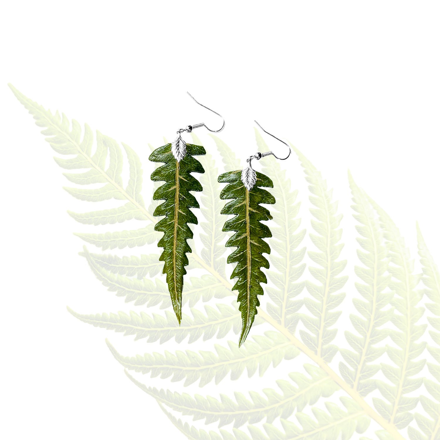 Hāpuʻu Fern Earrings - Silver, Medium