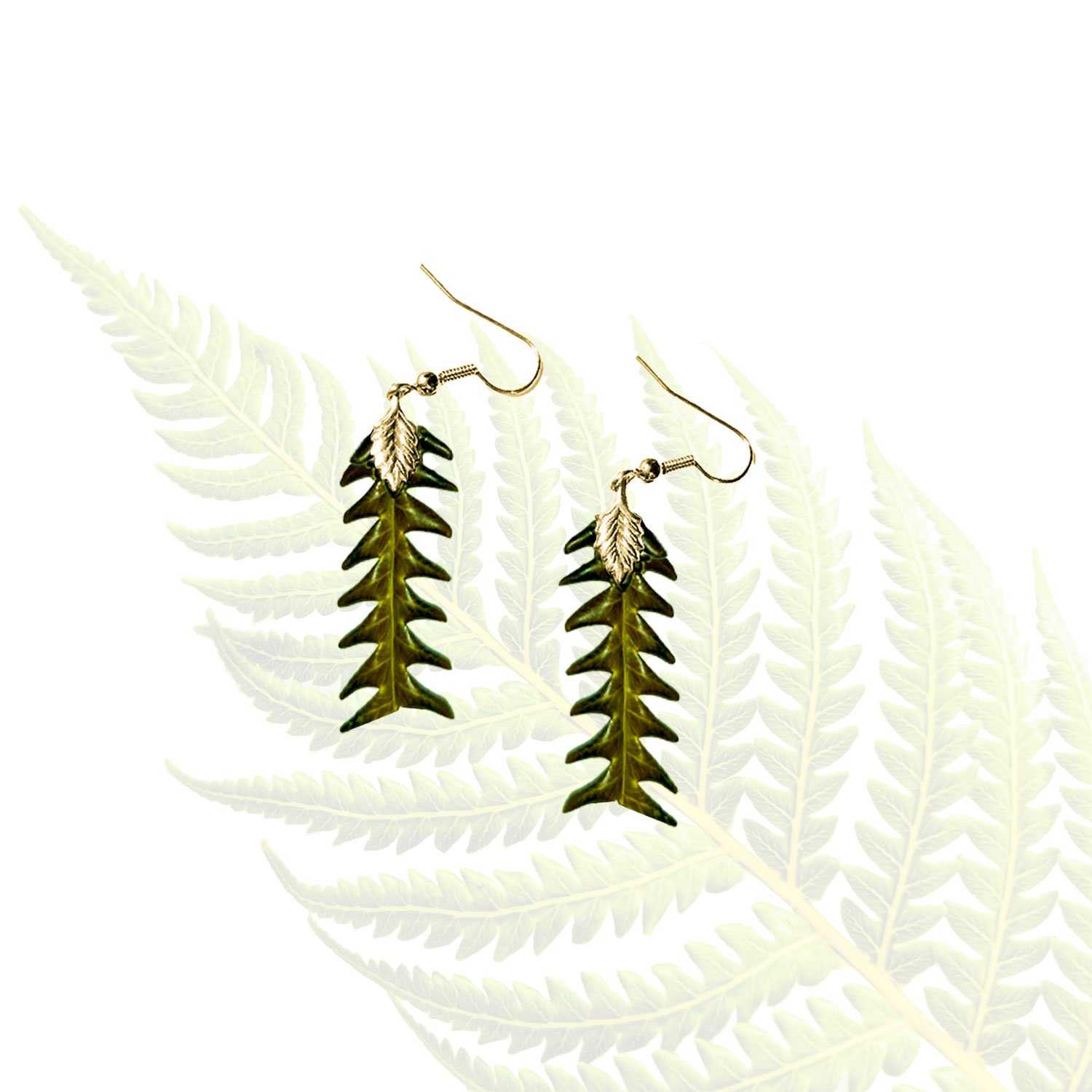 Hāpuʻu Fern Earrings - Squared - Gold, Small