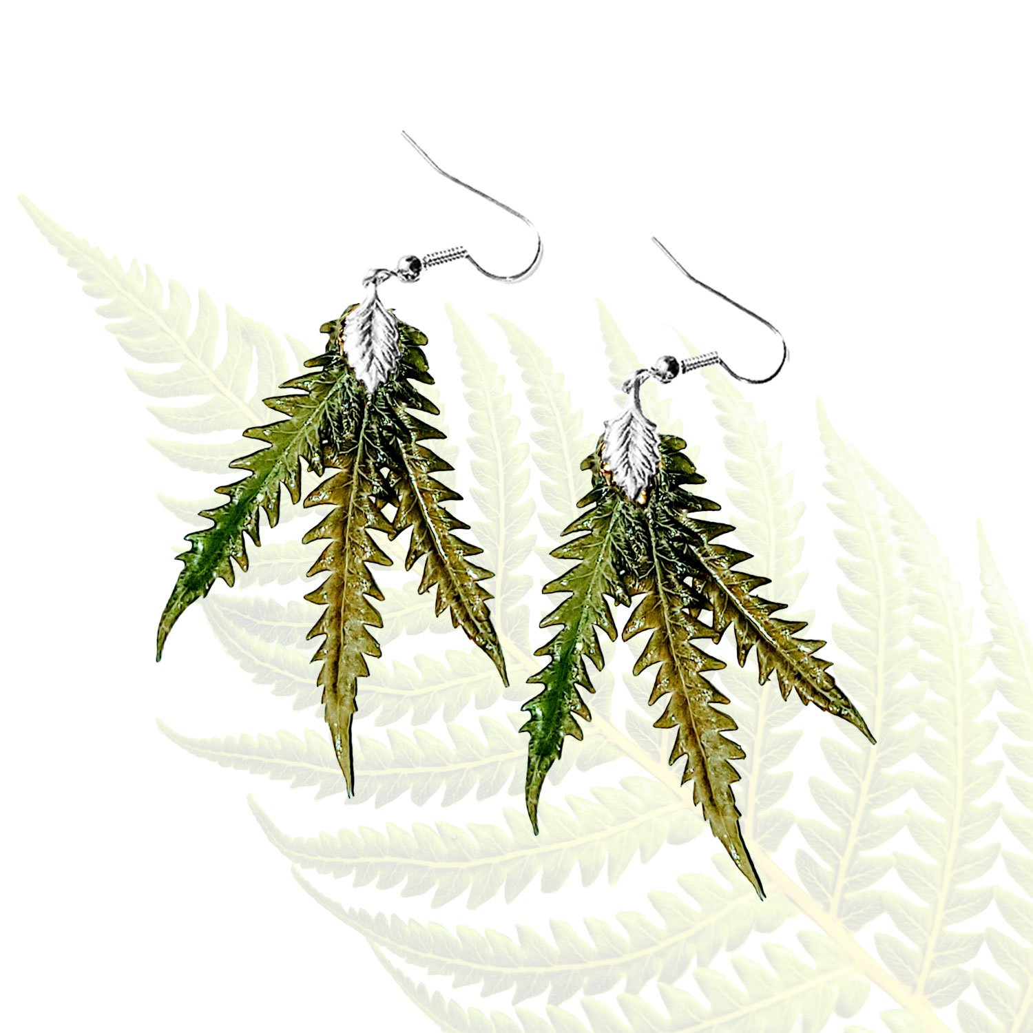 Hāpuʻu Fern Earrings - Triplex - Silver